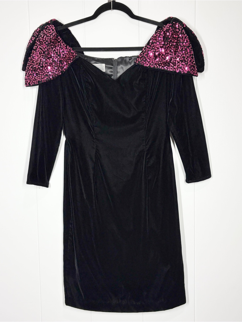 Scott McClintock Glam Cocktail 80’s Velvet Dress With Bows On Shoulders Size 10